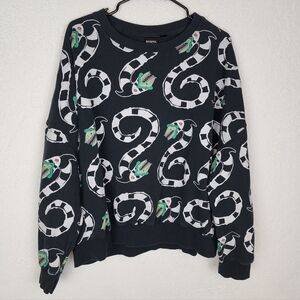 BEETLEJUICE Sandworm Print Crew Neck Cropped Sweater XXL